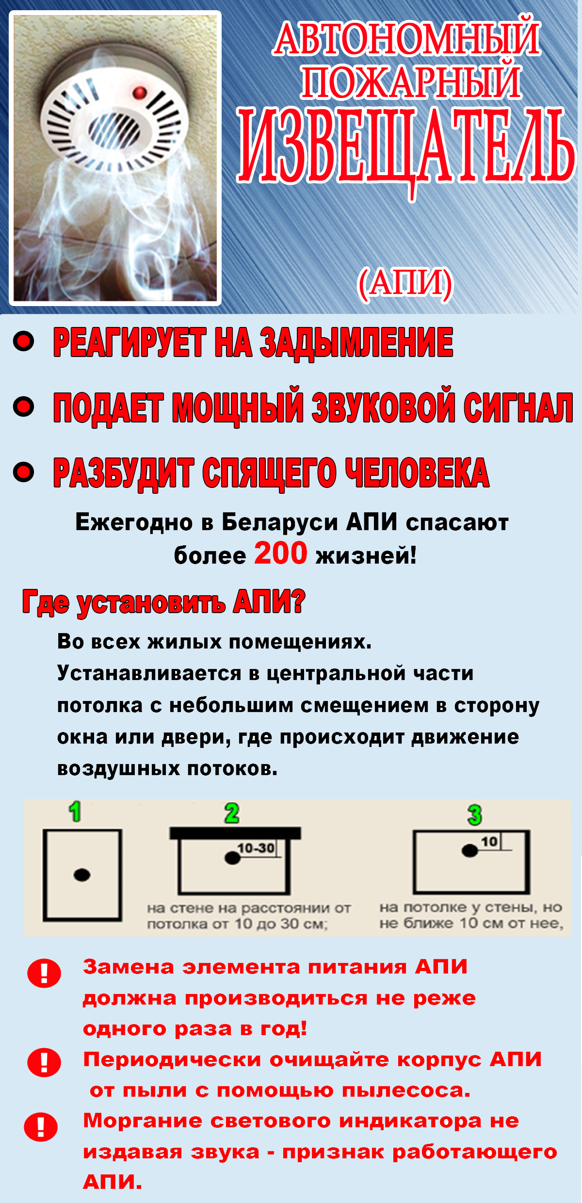 Шкловский РОЧС напоминает: установите автономный пожарный извещатель!